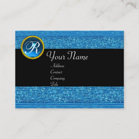 BLAUW MODE KRALEN SAFFIER GEM MONOGRAM VISITEKAARTJE (Voorkant)