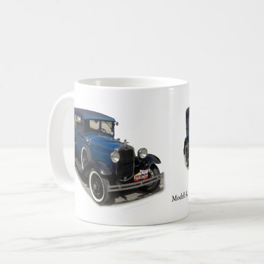 Blauw model A-mok Koffiemok (Voorkant links)