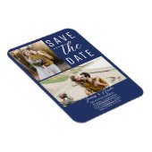 Blauw Modern 2 Foto's Bewaar de datum Bruiloft Magneet (Rechterzijde)