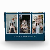 Blauw Modern 3 foto's Vaderdag fotoblok (Voorkant)