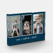 Blauw Modern 3 foto's Vaderdag fotoblok (Links)