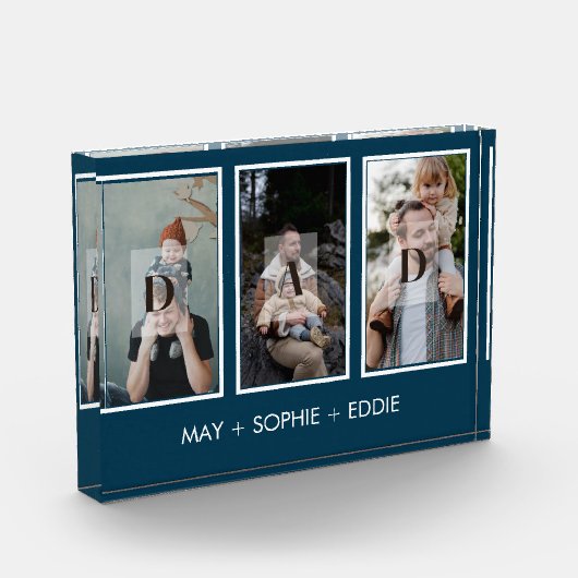 Blauw Modern 3 foto's Vaderdag fotoblok (Links)