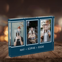 Blauw Modern 3 foto's Vaderdag fotoblok