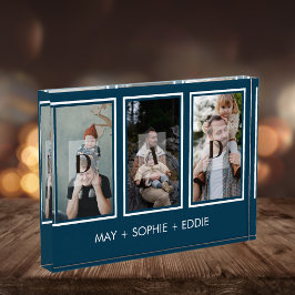 Blauw Modern 3 foto's Vaderdag fotoblok