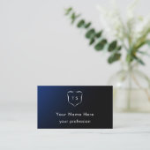 Blauw modern aangepast monogram wapen professionee visitekaartje (Staand voorkant)