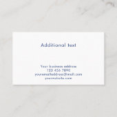 Blauw modern aangepast monogram wapen professionee visitekaartje (Achterkant)