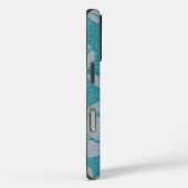 Blauw modern Abstract cirkelpatroon, aangepast Case-Mate iPhone Case (Achterkant / Rechts)