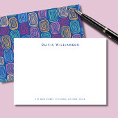 Blauw modern abstract patroon gepersonaliseerd notitiekaartje