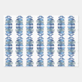 Blauw Modern Abstract Waterverf Patroon Inpakpapier Vel (Voorkant 3)