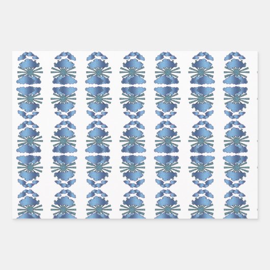 Blauw Modern Abstract Waterverf Patroon Inpakpapier Vel (Voorkant 3)