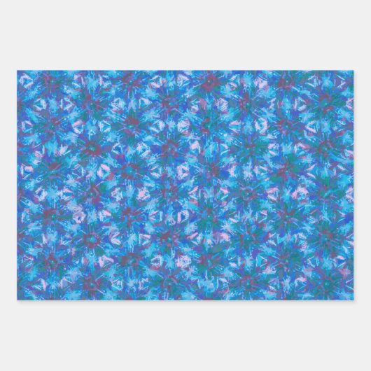 Blauw Modern Abstract Waterverf Patroon Inpakpapier Vel (Voorkant 2)