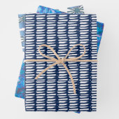 Blauw Modern Abstract Waterverf Patroon Inpakpapier Vel (In situ)