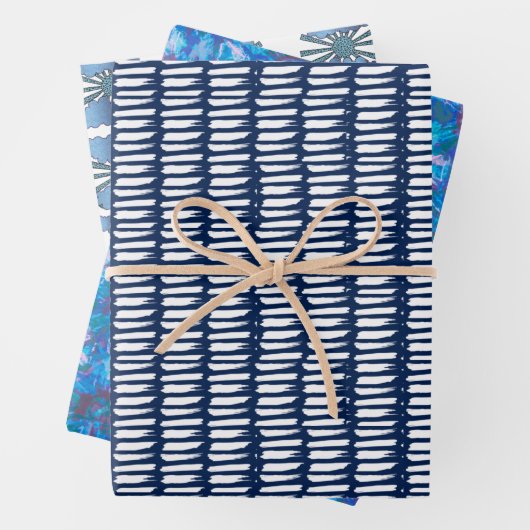 Blauw Modern Abstract Waterverf Patroon Inpakpapier Vel (In situ)