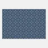 Blauw Modern Batik Patroon Inpakpapier Vel (Voorkant 3)