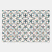 Blauw Modern Batik Patroon Inpakpapier Vel (Voorkant 2)