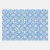 Blauw Modern Batik Patroon Inpakpapier Vel (Voorkant)