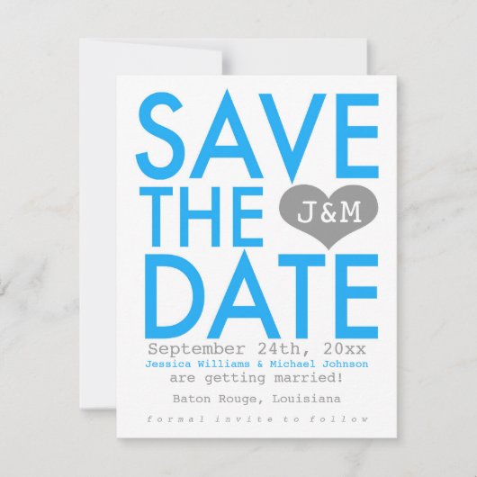 Blauw Modern Bewaar de Datum Save The Date (Voorkant)