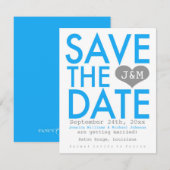 Blauw Modern Bewaar de Datum Save The Date (Voorkant / Achterkant)