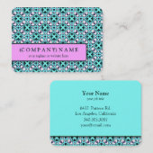 Blauw modern bladpatroon visitekaartje (Voorkant / Achterkant)