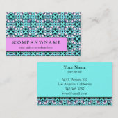 Blauw modern bladpatroon visitekaartje (Voorkant / Achterkant)