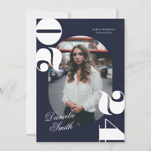 Blauw Modern Bold Klasse van 2024 Afstuderen Kaart (Voorkant)