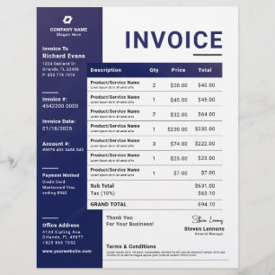Blauw Modern Business Invoice Sales Receipt Formul Flyer