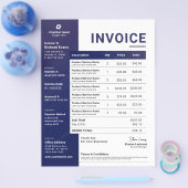 Blauw Modern Business Invoice Sales Receipt Formul Flyer (Enkel)