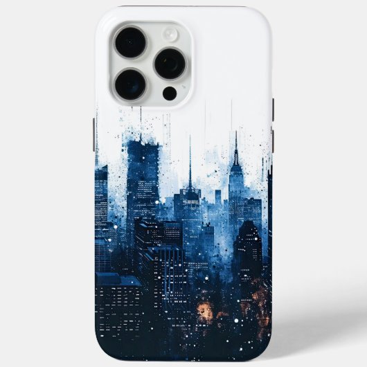Blauw Modern Cityscape Case-Mate iPhone Case (Achterkant)