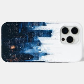 Blauw Modern Cityscape Case-Mate iPhone Case (Achterkant (horizontaal))