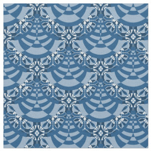 Blauw Modern Deco Groot Herhalingspatroon Stof