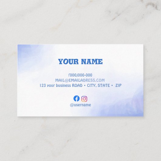Blauw modern design sjabloon Visitekaartje (Achterkant)