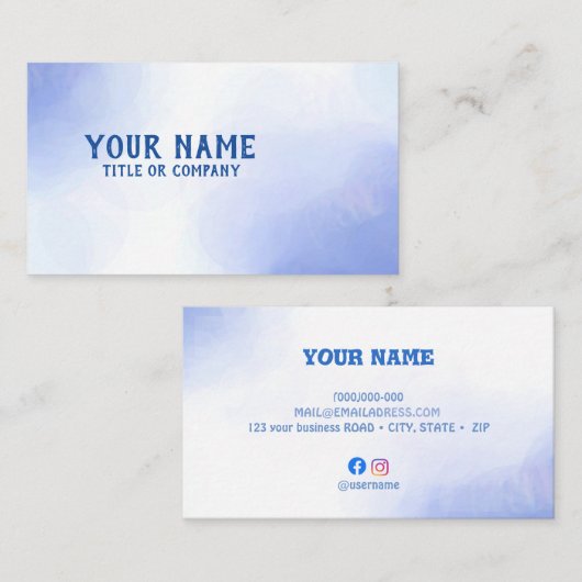 Blauw modern design sjabloon Visitekaartje (Voorkant / Achterkant)