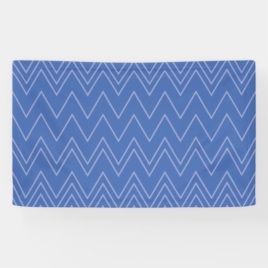 Blauw, modern, eenvoudig, cool, trendy zigzagpatro spandoek (Horizontaal)