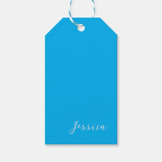 Blauw Modern Eenvoudig Elegant Professioneel Naam Cadeaulabel (Voorkant)