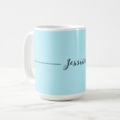 Blauw Modern Eenvoudig Elegant Professioneel Naam Koffiemok (Voorkant links)