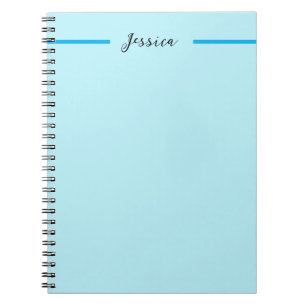 Blauw Modern Eenvoudig Elegant Professioneel Naam Notitieboek