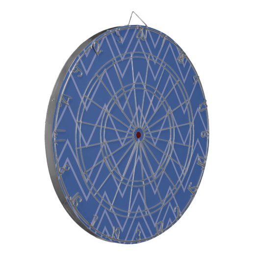 Blauw, modern, eenvoudig, koel, trendy zigzagpatro dartbord (Voorkant Links)