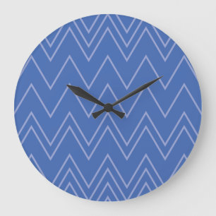 Blauw, modern, eenvoudig, koel, trendy zigzagpatro grote klok