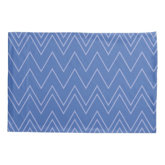 Blauw, modern, eenvoudig, koel, trendy zigzagpatro kussensloop (Achterkant)