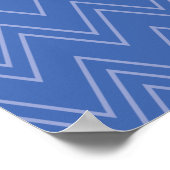 Blauw, modern, eenvoudig, koel, trendy zigzagpatro poster (Hoek)