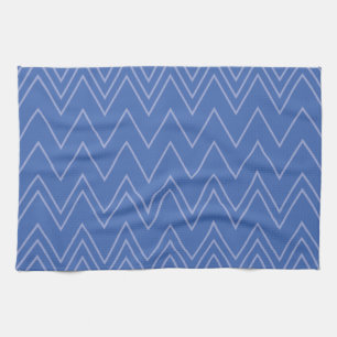 Blauw, modern, eenvoudig, koel, trendy zigzagpatro theedoek