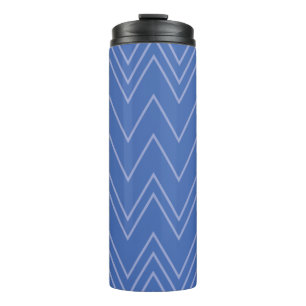 Blauw, modern, eenvoudig, koel, trendy zigzagpatro thermosbeker