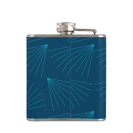 Blauw, modern, eenvoudig lichtfeest heupfles (Achterkant)