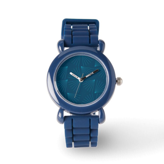 Blauw, modern, eenvoudig lichtfeest horloge (Voorkant)
