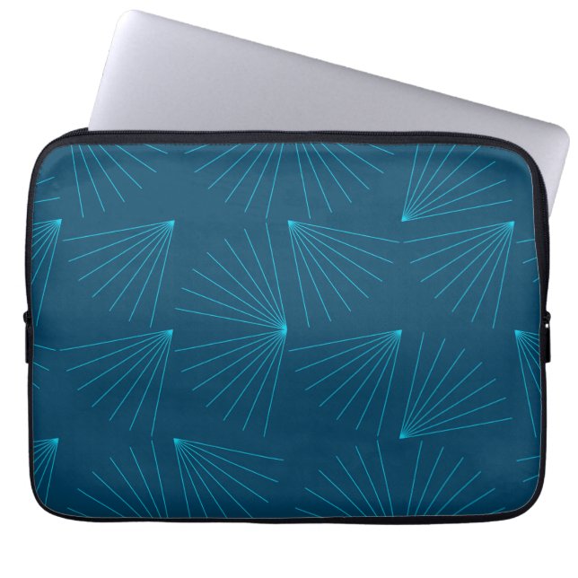 Blauw, modern, eenvoudig lichtfeest laptop sleeve (Voorkant)
