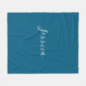 Blauw Modern Elegant Eenvoudig Professioneel Naam Fleece Deken (Voorkant (Horizontaal))