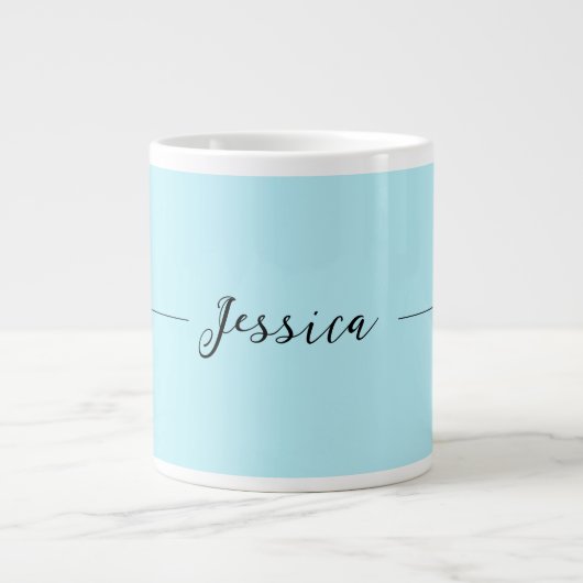 Blauw Modern Elegant Eenvoudig Professioneel Naam Grote Koffiekop (Voorkant)