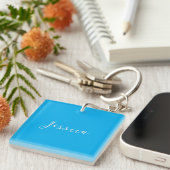Blauw Modern Elegant Eenvoudig Professioneel Naam Sleutelhanger (Voorkant Rechts)