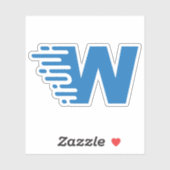 Blauw modern en minimaal letter W monogram Sticker (Vel)