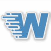 Blauw modern en minimaal letter W monogram Sticker (Voorkant)